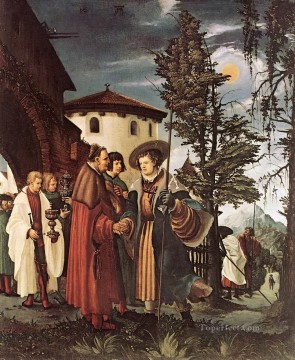 Denis van Alsloot Painting - San Florián despidiéndose del monasterio flamenco Denis van Alsloot